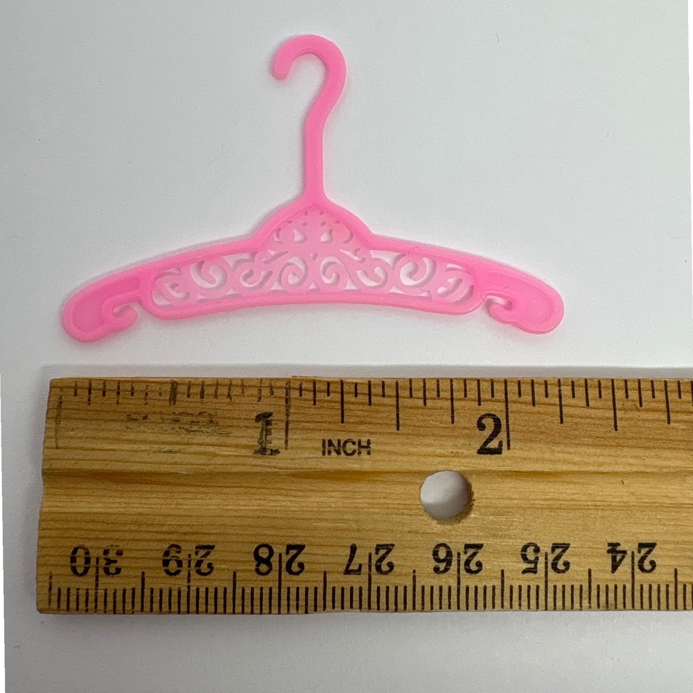 Vintage Barbie Pink‎ Doll Clothes Hangers Lot of 2 Miniature Toy Hangers - Picture 3 of 6